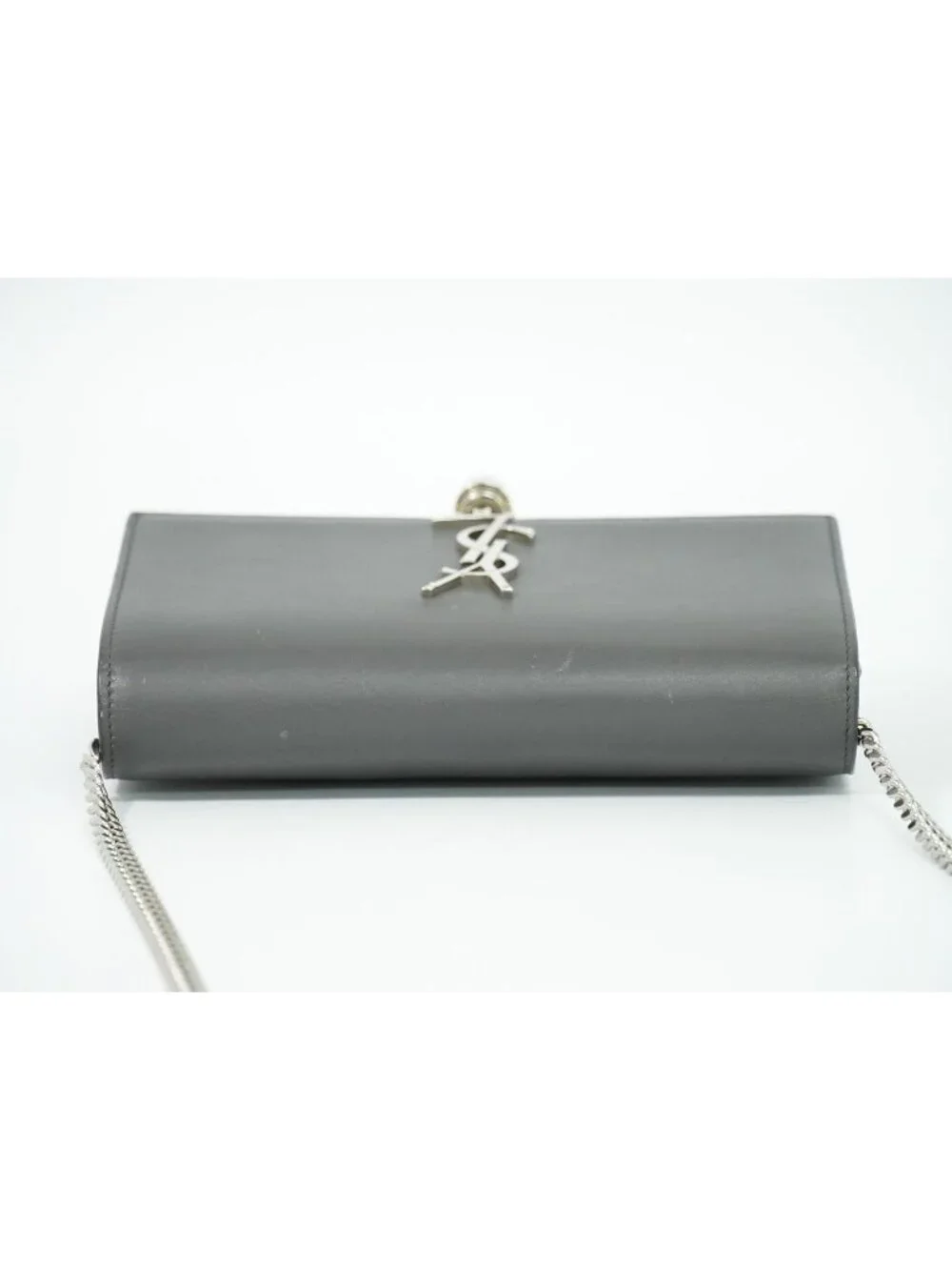 Saint Laurent YSL Kate Tassel Chain Shoulder Bag Pochette Leather Gray